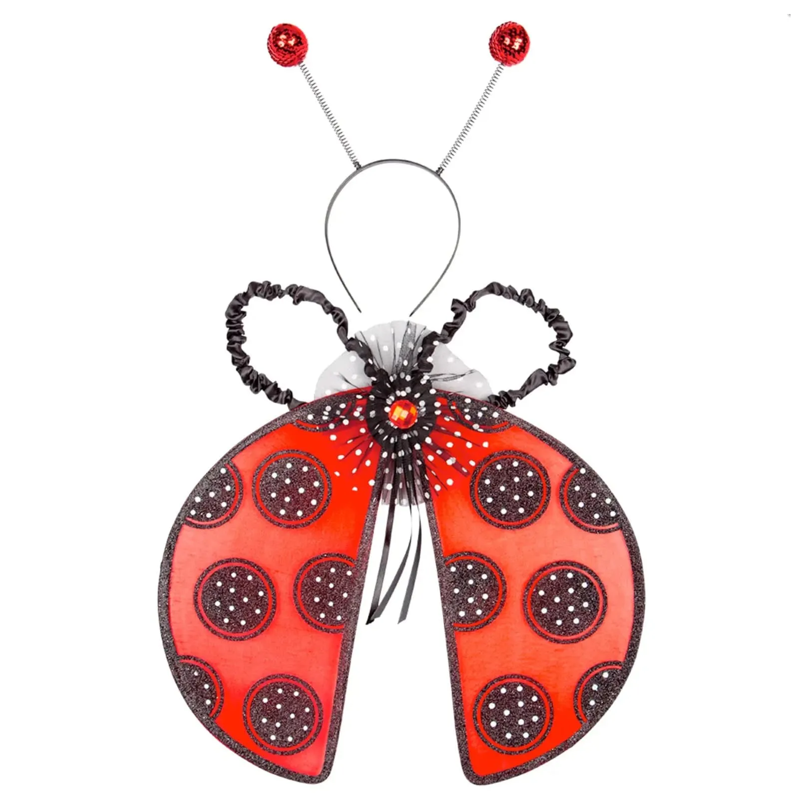 Adults Ladybird Wings Head Boppers Set Red Black Fancy Dress