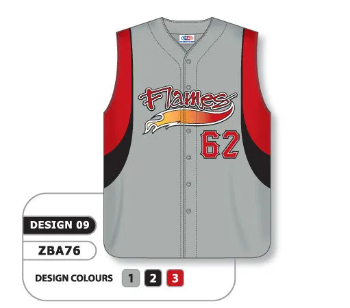 Athletic Knit Custom Sublimated Full Button Sleeveless Baseball Jersey Design 0909