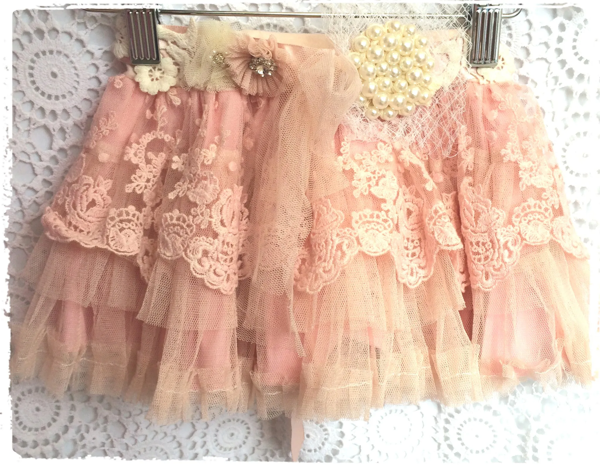 Baby & Girl Pink or Ivory lace Layered Tutu