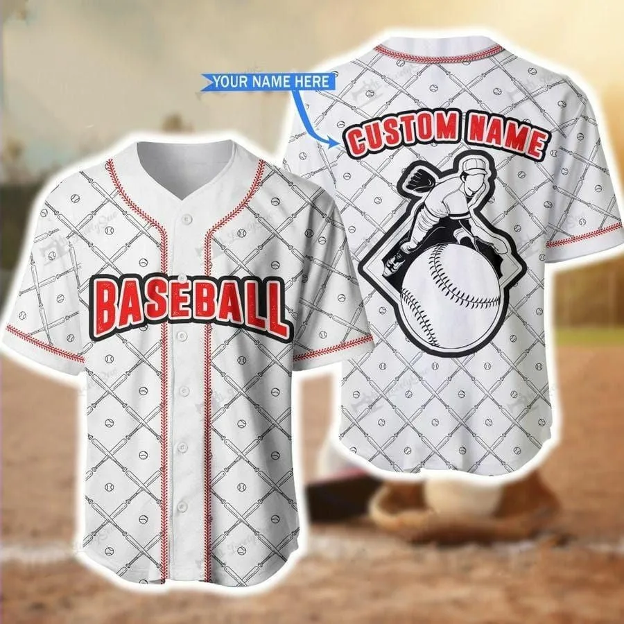 Baseball Player White Personalized Baseball Jersey, Gift for Baseball Lover, Shirt for Men