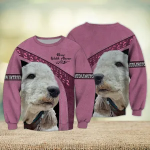 Bedlington Terrier Love Pink Never Walk Alone 3D Sweatshirt Christmas Gift