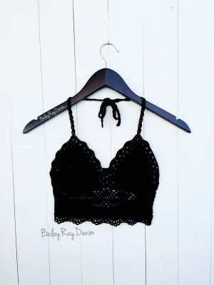 Black Crochet Crop Top