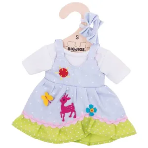 Blue Spotted Dress with Deer - for 28cm Doll