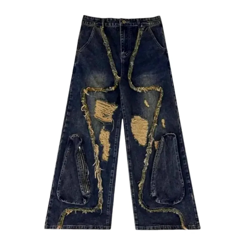 Boho grunge distressed men's jeans