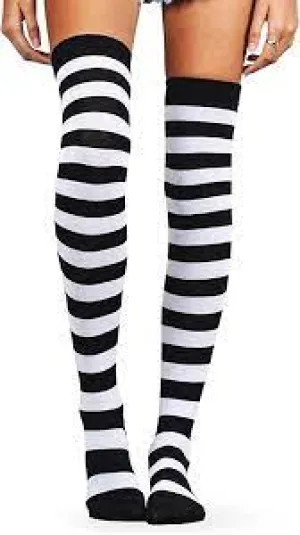 Bold Stripe (Black, White) Over The Knee