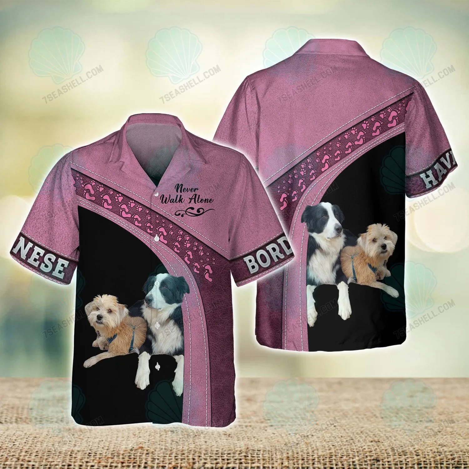 Border Collie And Havanese Never Walk Alone 3D Full Print Shirts, Christmas Dog Memorial Gifts for loss of Dog