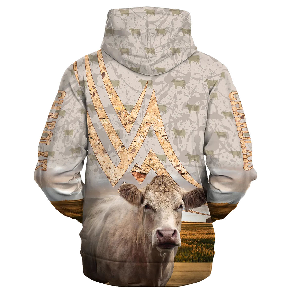 Charolais On A Stone Background Hoodie, Best Gift For A Farmer