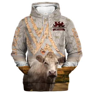 Charolais On A Stone Background Hoodie, Best Gift For A Farmer