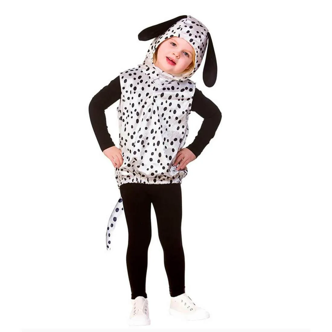 Childs Dalmatian Hooded Tabard Spotty Dog Fancy Dress