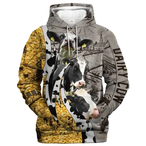 Cows Harvest Rice On The Farm Hoodie