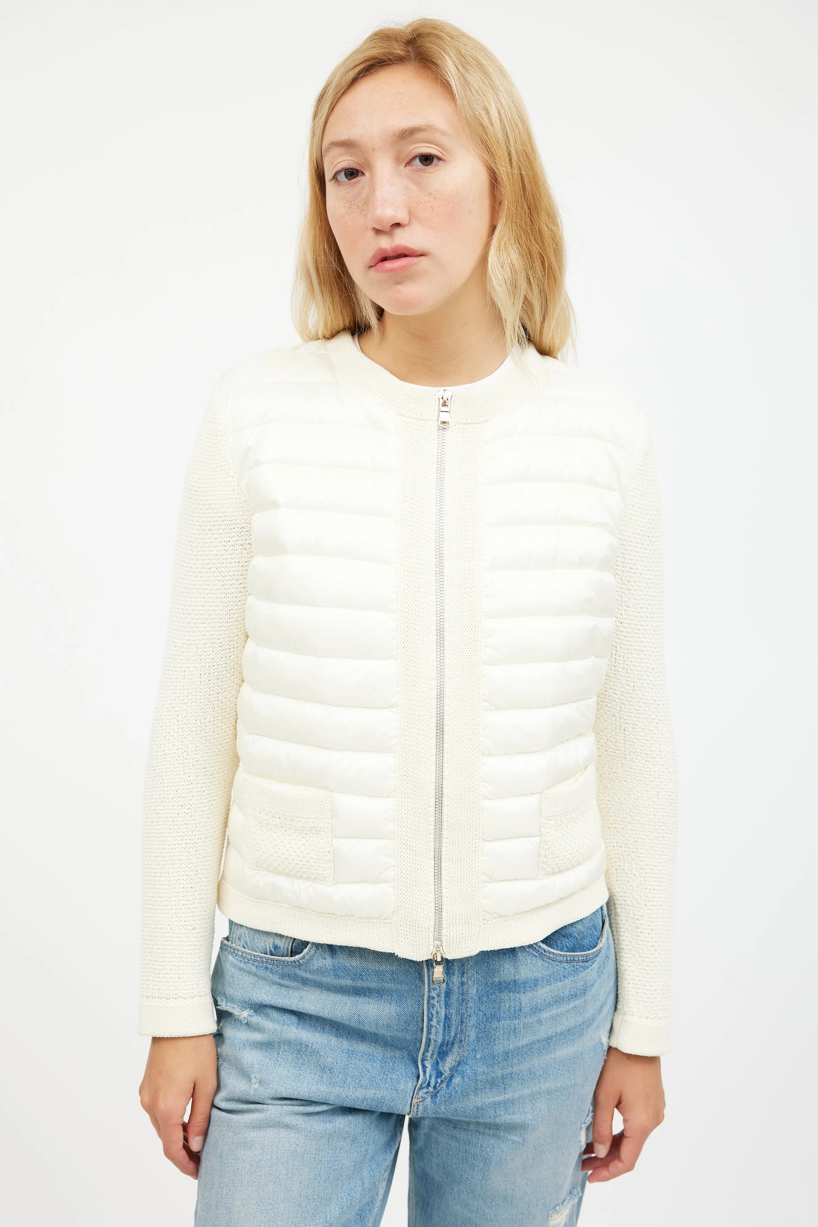 Cream Down Knit Jacket