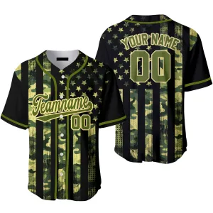 Custom American Flag Camo Style Black Yellow Baseball Jerseys For Men & Women