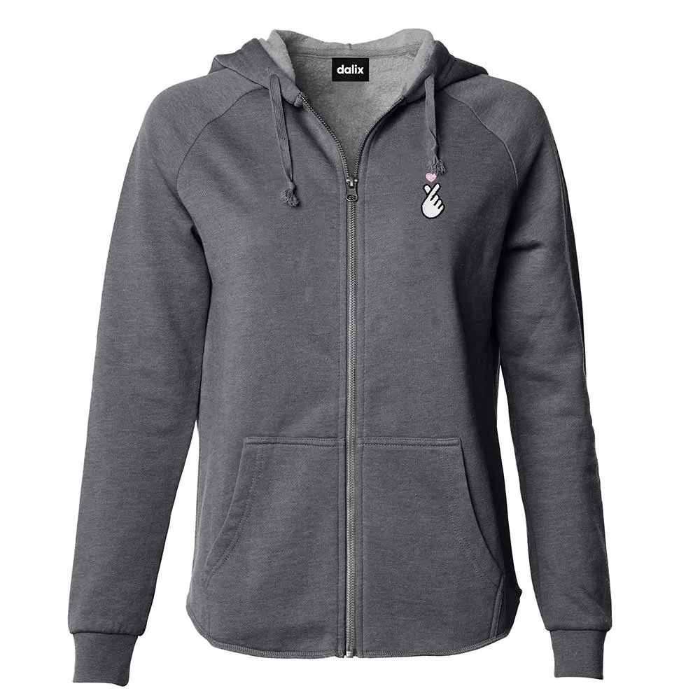 Dalix Snap Heart Washed Zip Hoodie