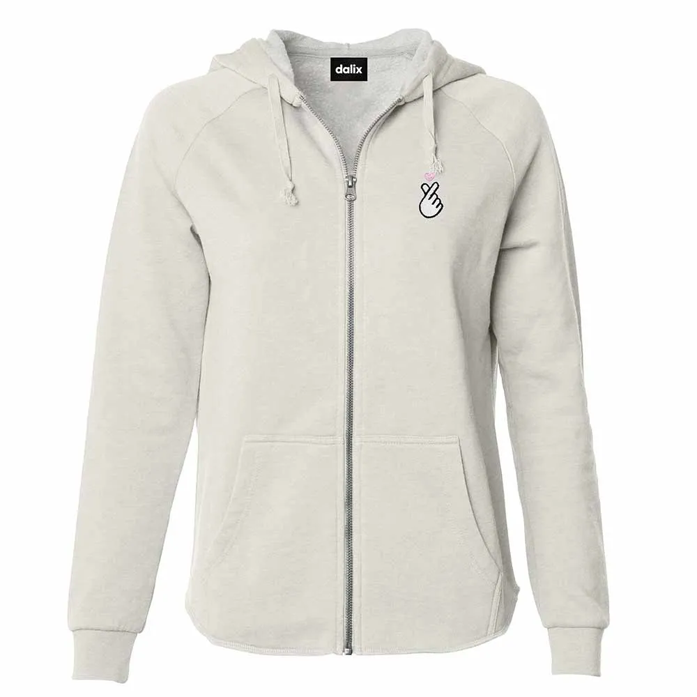 Dalix Snap Heart Washed Zip Hoodie