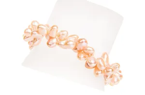 Double Strand Irregular Peach Freshwater Pearl Bracelet