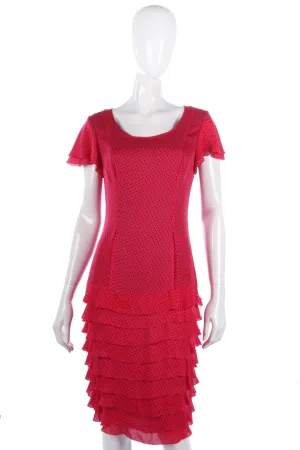 Fabulous Jaeger silk pink dress with ruffle details, size 10