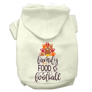 Family, Food, And Football Screen Print Dog Hoodie Cream Xxl