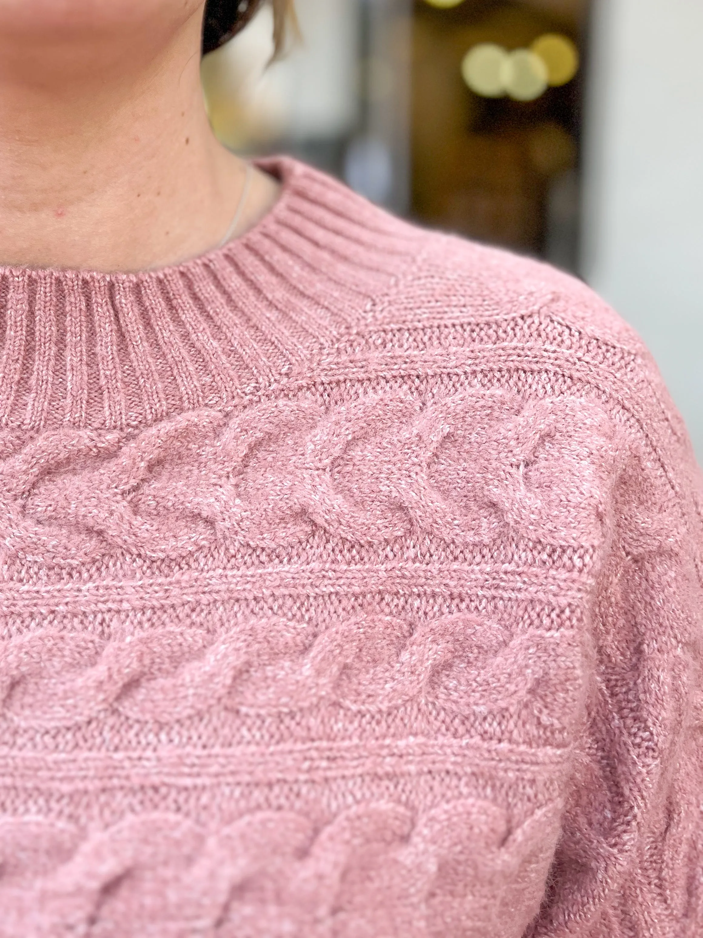 Heather Rose Cable Knit Sweater