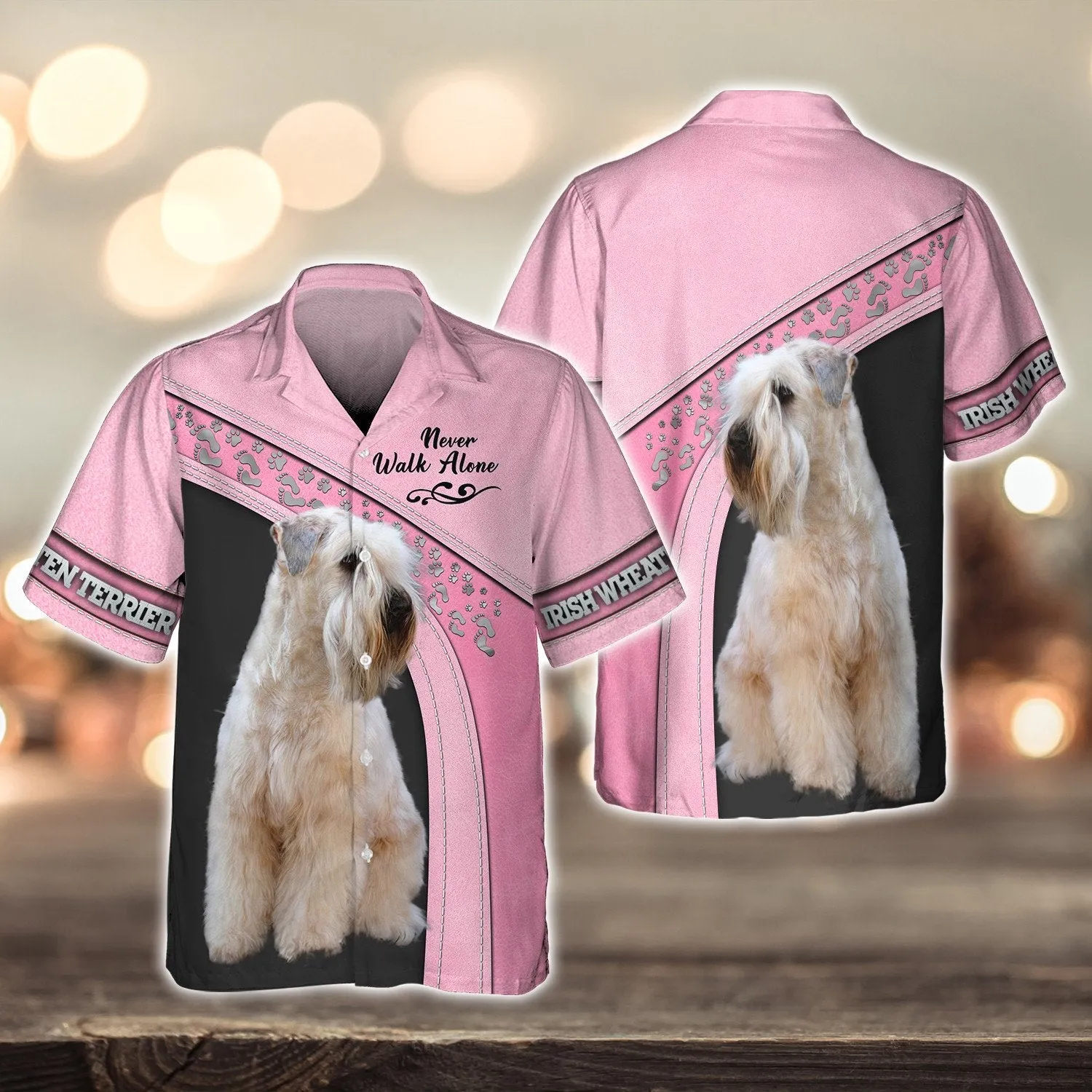 Irish Wheaten Terrier Love Never Walk Alone Love Pink 3D Full Print Shirts, Dog Memorial Gifts for loss of Dog