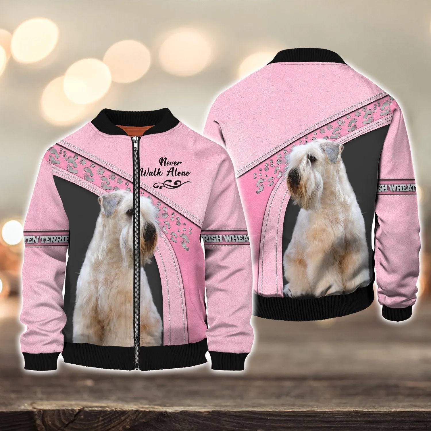 Irish Wheaten Terrier Love Never Walk Alone Love Pink 3D Full Print Shirts, Dog Memorial Gifts for loss of Dog