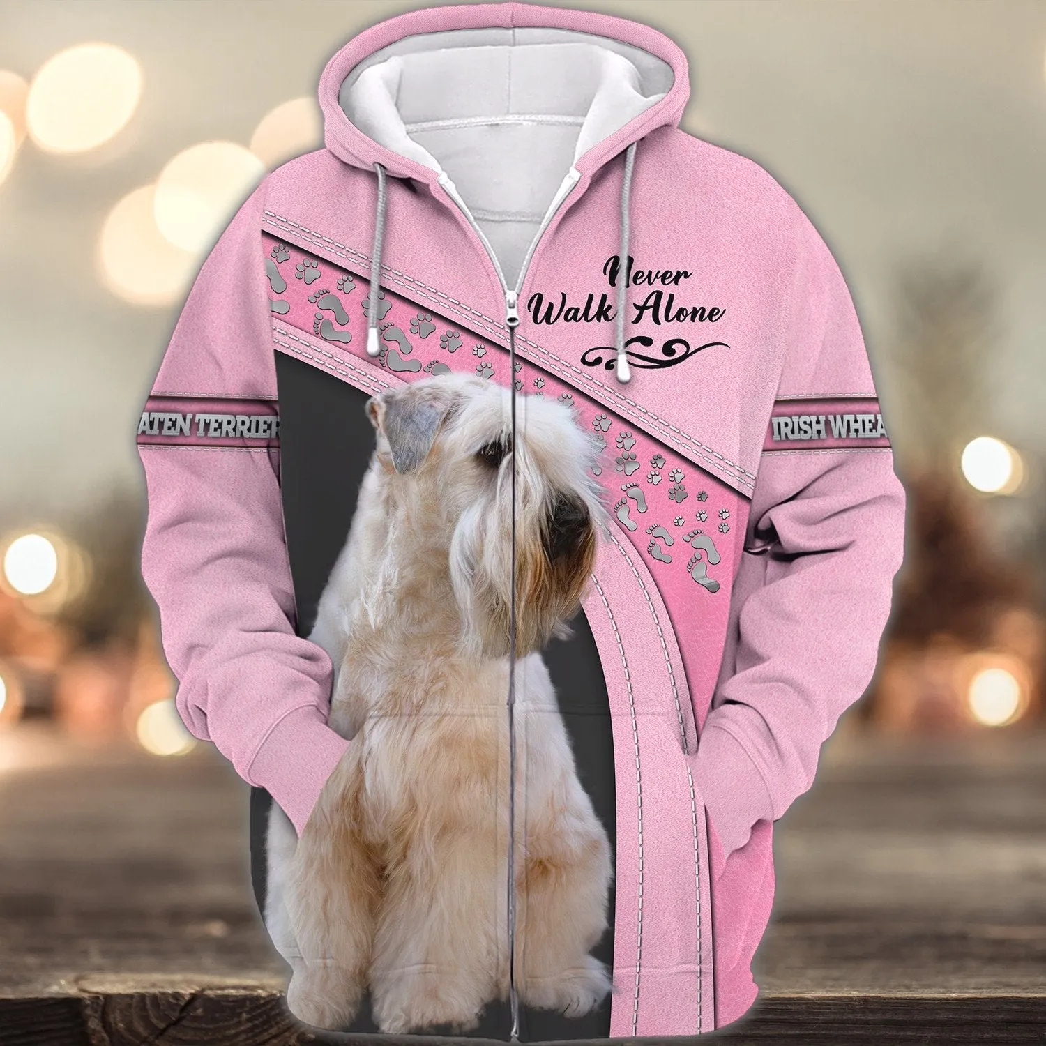 Irish Wheaten Terrier Love Never Walk Alone Love Pink 3D Full Print Shirts, Dog Memorial Gifts for loss of Dog