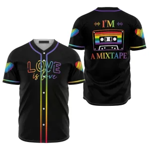 Lgbt Love Is Love Neon I'm a Mixtape 3D Baseball Jersey Shirt