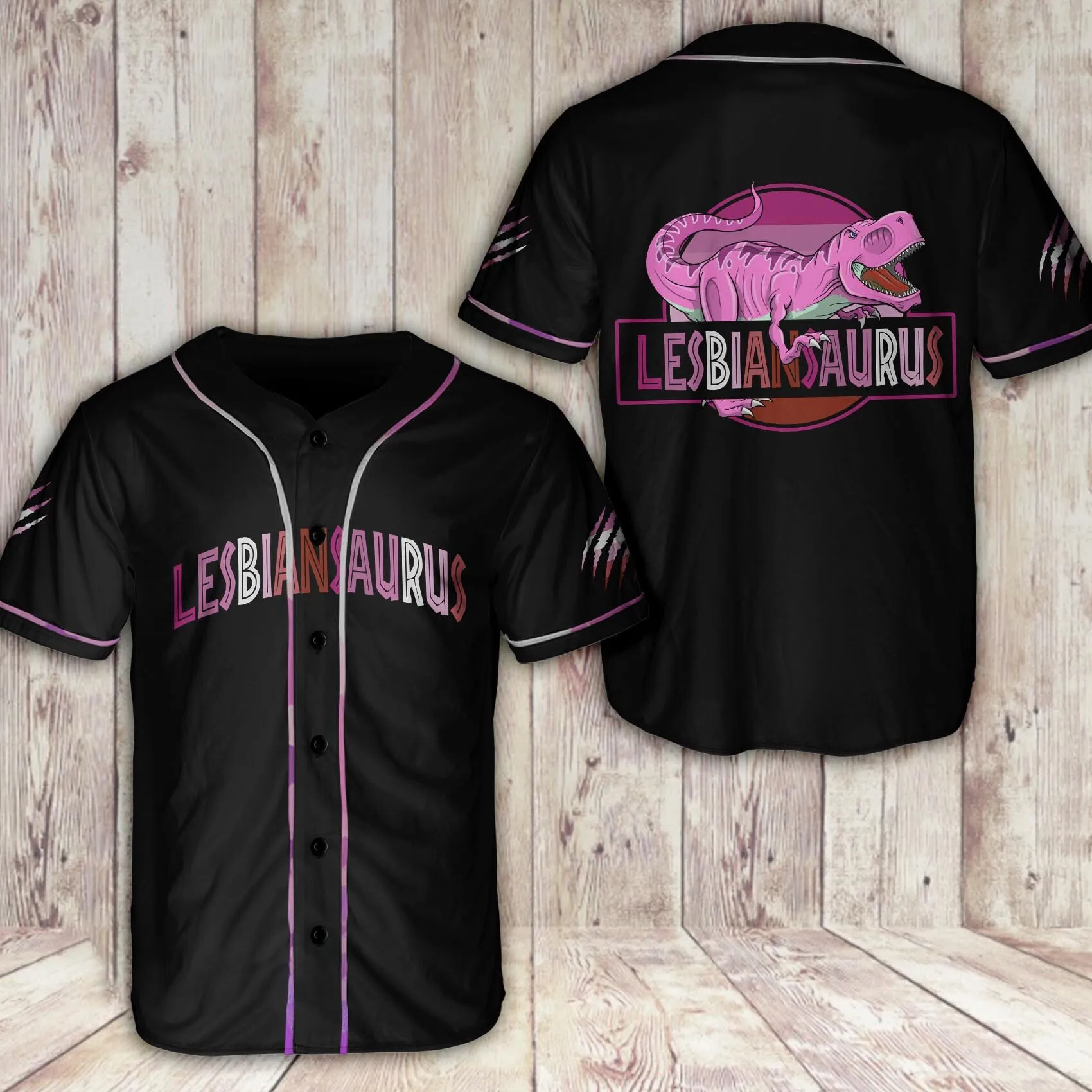 LGBT Pride Lesbiansaurus Baseball Shirt, Idea Gift Shirt for LGBT