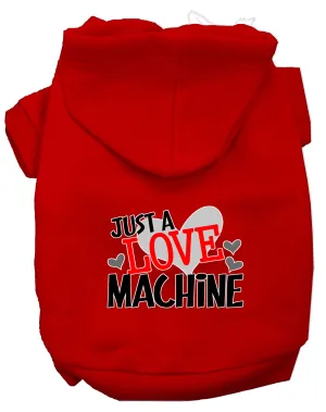 Love Machine Screen Print Dog Hoodie Red Xs