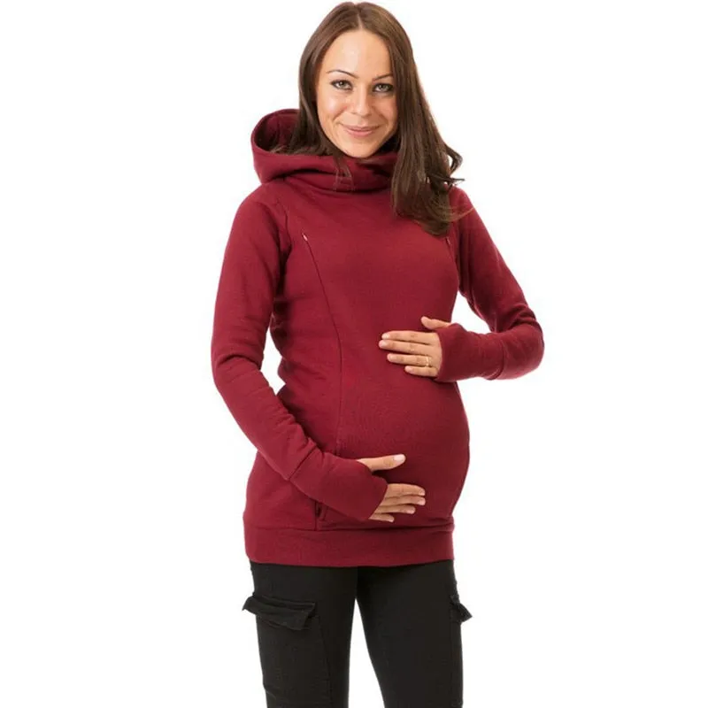 Maternity Sweatshirt Women Nursing Maternity Long Sleeves Hooded Breastfeeding Hoodie for Fall/Winter.