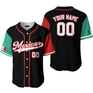 Mexican Flag Any Color Style Custom Name Baseball Jerseys, Gift for Mexican