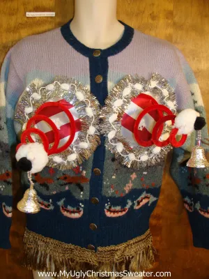 Outdoors Theme Funny Ugly Xmas Naughty Sweater Cardigan