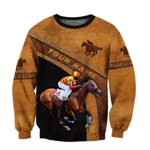 Personalized Name Horse Racing Leather 3D Full Printed Sweatshirt Hoodie Christmas Shirts