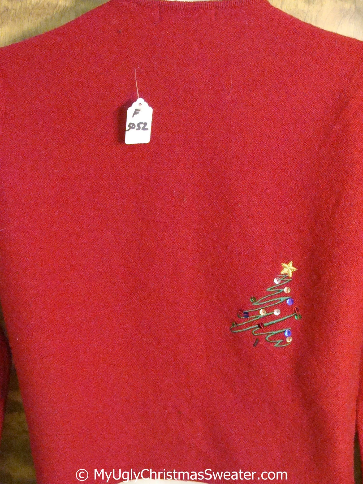 Red Festive Sequin Trees Ugly Christmas Sweater