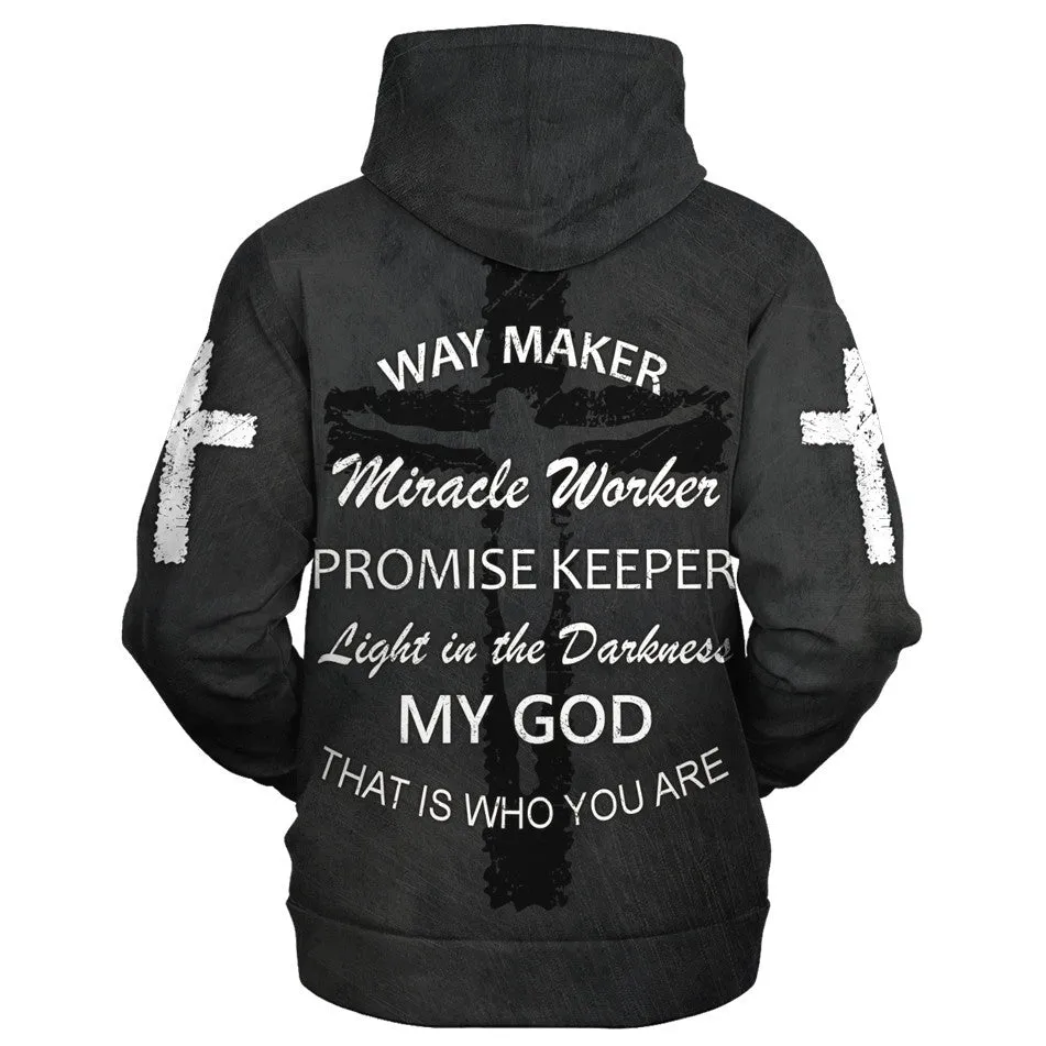 Religious Jesus 3D Hoodie Way Maker God Hoodie Miracle Worker Faith Hoodie