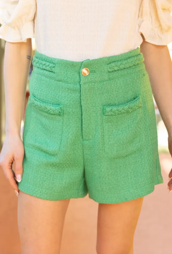 Rose Braided Waist Tweed Shorts - Final Sale 50% off in cart