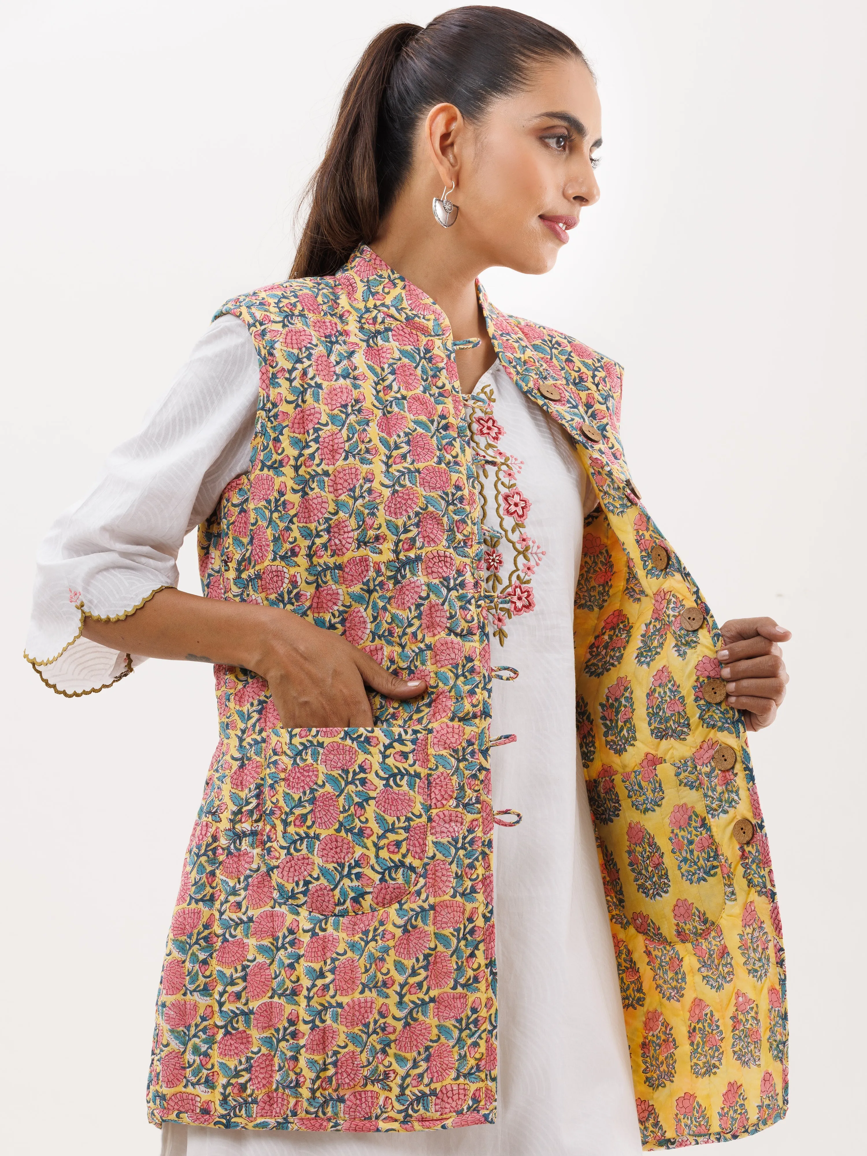 Shishir Ruhani Quilted Reversible Sleeveless Jacket