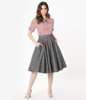 Vintage Style Grey Star Constellation Print Cotton Circle Skirt