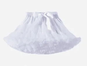 White Tutu Fluffy Layered Skirt -  Girls Ballerina Pettiskirt