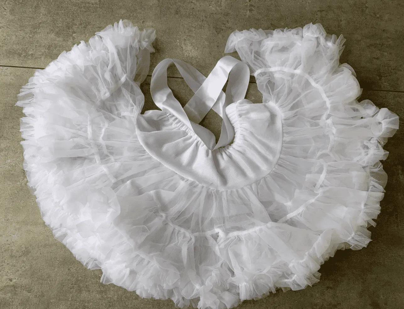 White Tutu Fluffy Layered Skirt -  Girls Ballerina Pettiskirt