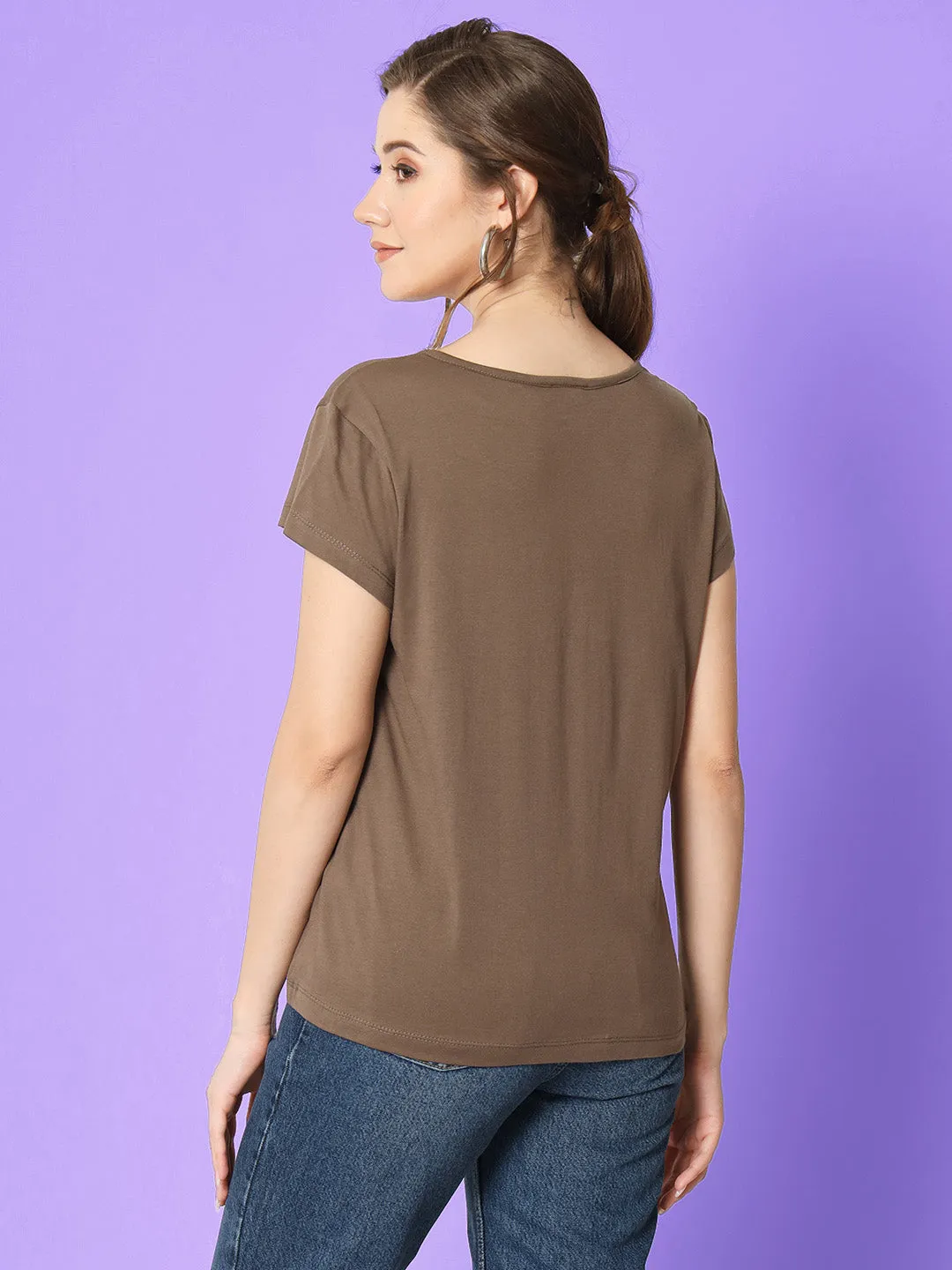 Women V-Neck Short Sleeves Loose T-shirt