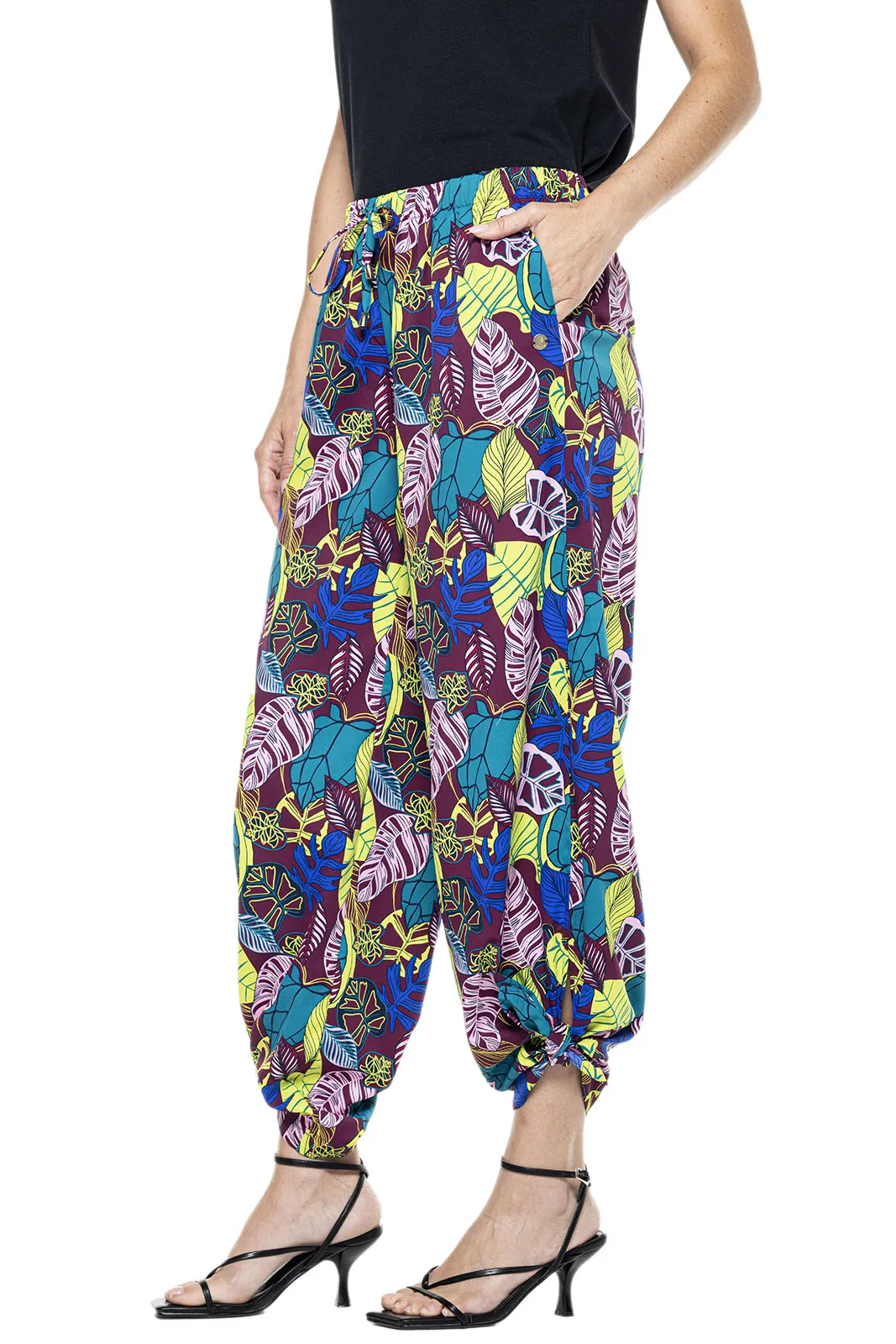 Women's Petra Wide Leg Pants  |  Rich Plum Electric Jungle