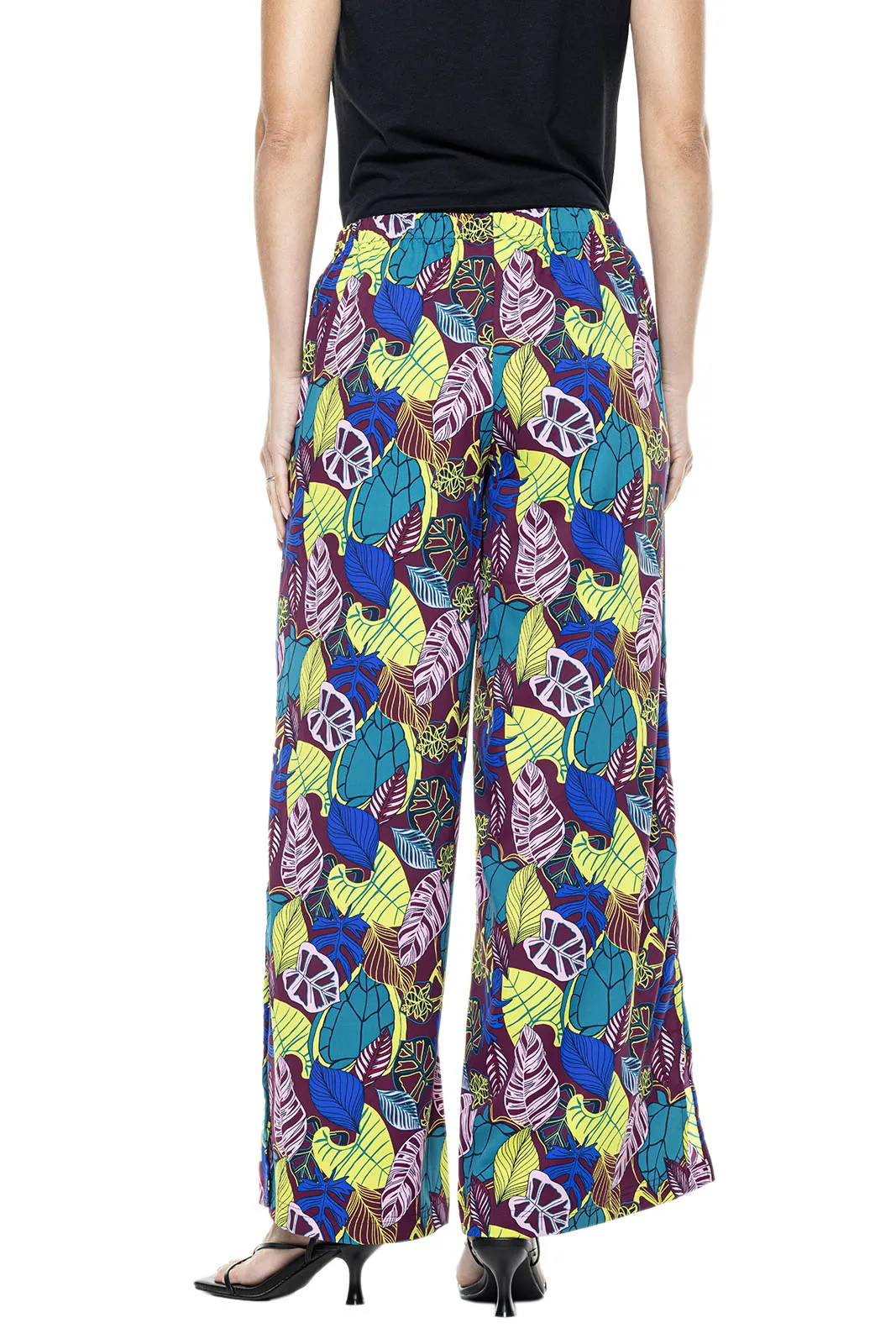 Women's Petra Wide Leg Pants  |  Rich Plum Electric Jungle